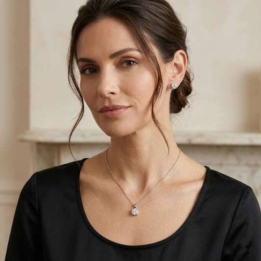 Peace Jewelers 14K Gold Lab-Grown Diamond Solitaire Pendant & Stud Earrings Set