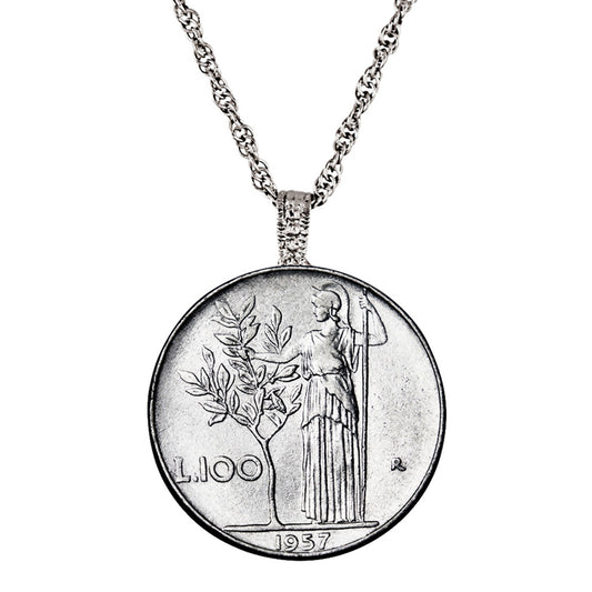 1955-1989 Minted Italian Lire Coin Pendant Necklace with 24" Chain