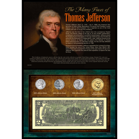 Many Faces of Thomas Jefferson Coin & Currency Collection