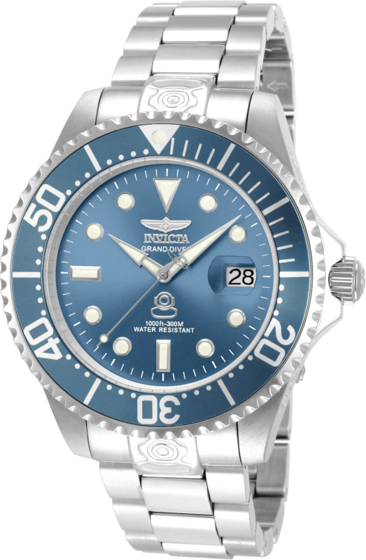Invicta Men's 47mm Grand Diver Automatic Date Blue Dial Bracelet Watch