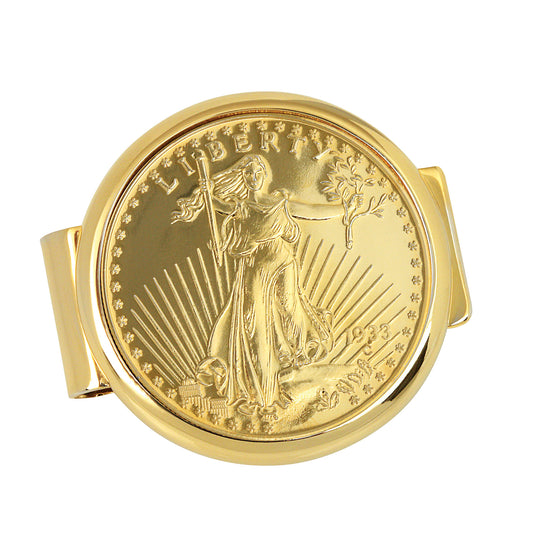 Tribute To $20 1933 Saint Gaudens Double Eagle Gold Coin Goldtone Money Clip