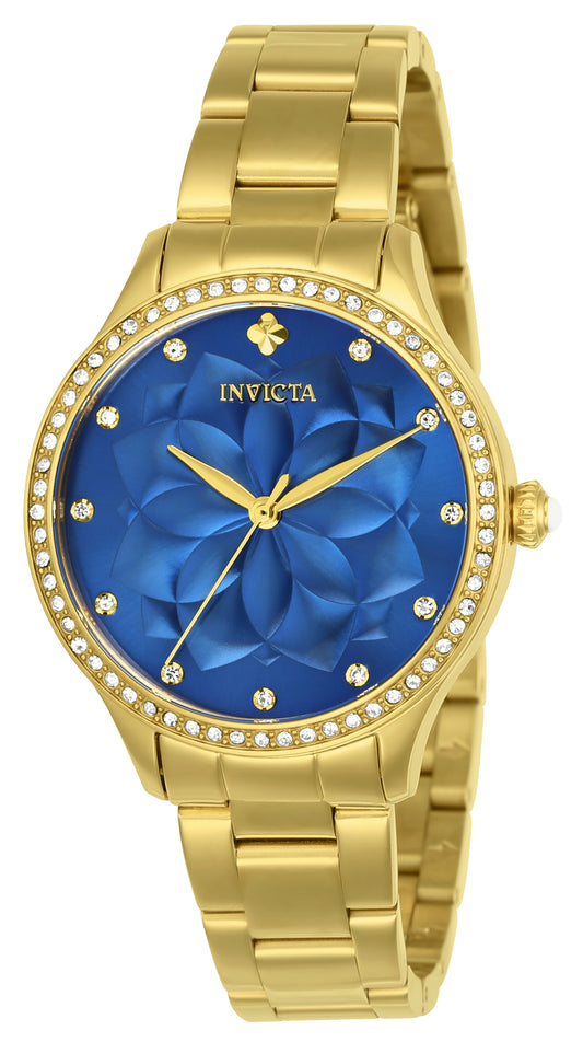 Invicta Women's 35mm Wildflower Quartz Crystal Bezel Flower Dial Bracelet Watch