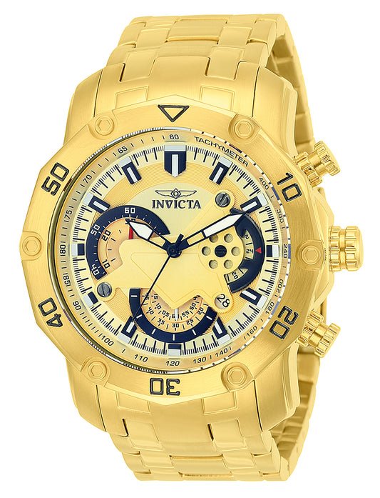 Invicta Men's 50mm Pro Diver Scuba Quartz Chronograph Goldtone Bracelet Watch