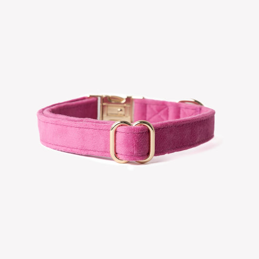 Furlou Magenta Velvet Dog Collar Choice of Size