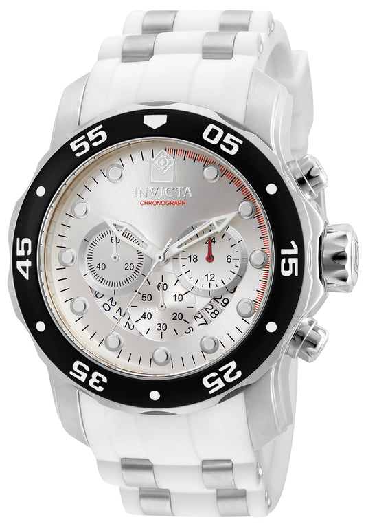 Invicta Men's 48mm Pro Diver Quartz Chronograph White Silicone Strap Watch