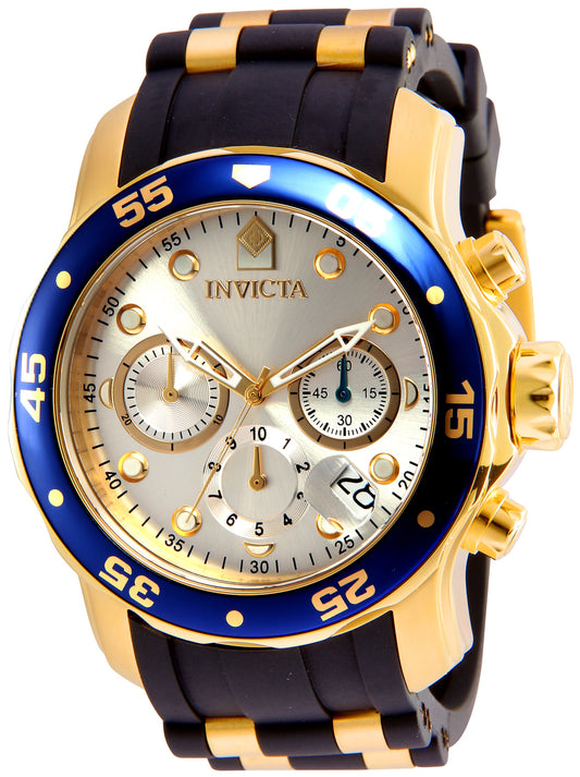 Invicta Men's 48mm Pro Diver Scuba Quartz Chronograph Black Silicone Strap Watch