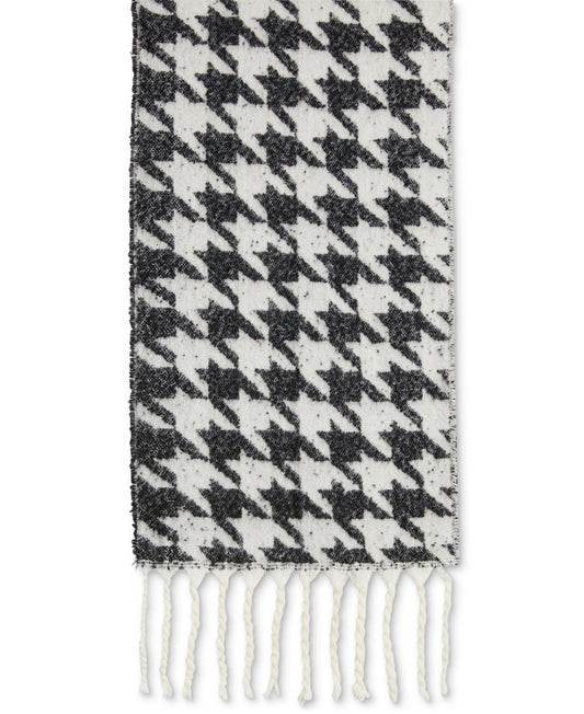 DKNY Women s Black Cream Oversized Houndstooth Blanket Wrap Scarf O/S