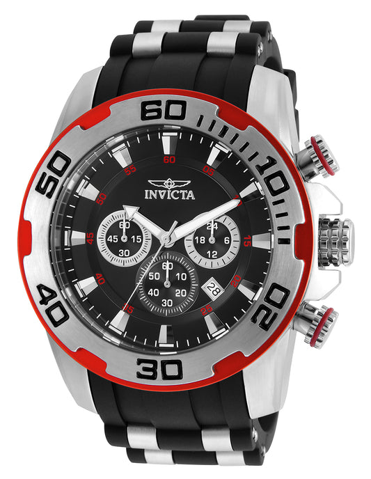 Invicta Men's 50mm Pro Diver Scuba Quartz Chronograph Silvertone Case Silicone Strap Watch