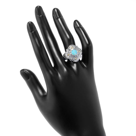 Artisan Silver by Samuel B. 18K Gold Accented 7mm Ethiopian Opal Ring