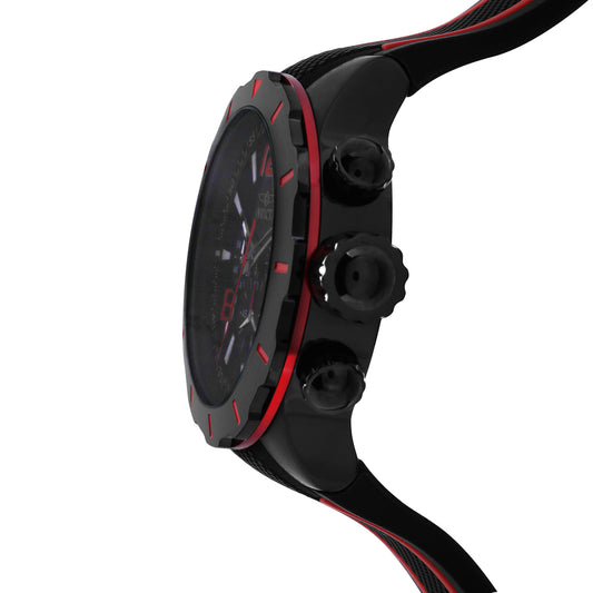 Invicta Men's 52mm S1 Rally Quartz Chronograph Black & Red Silicone Strap Watch