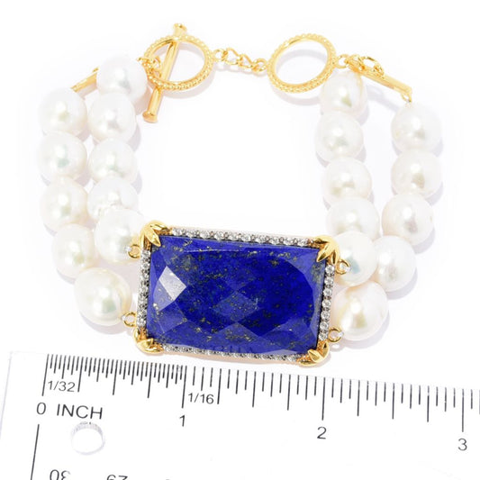 18K Gold Plated Choice of Opaque Gem & Baroque Pearl Bracelet