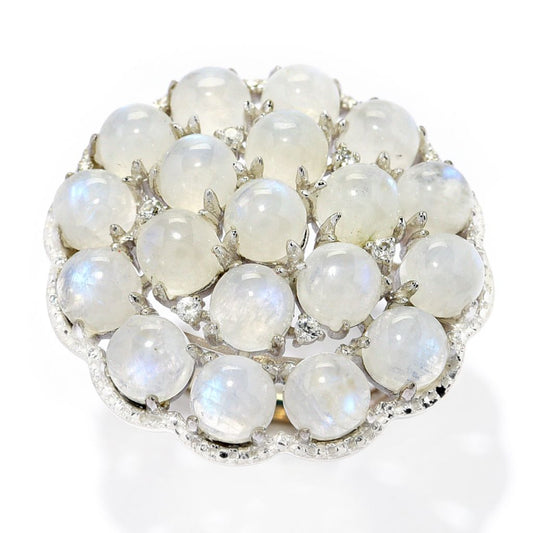 Platinum Plated Choice of Gemstone & White Zircon Bauble Ring