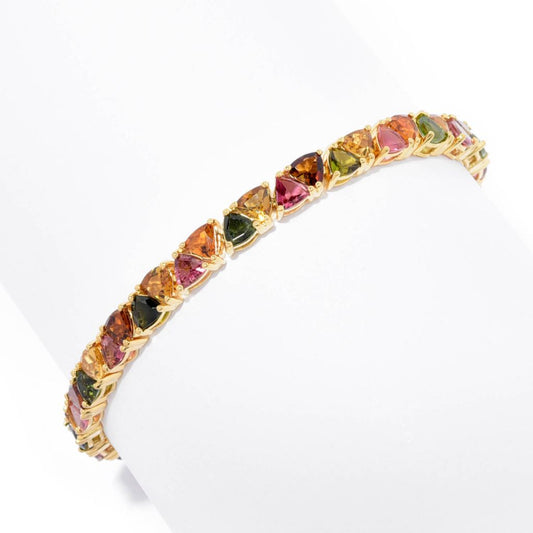 Gem Treasures 18K Vermeil Multi Tourmaline 7.75" Line Bracelet