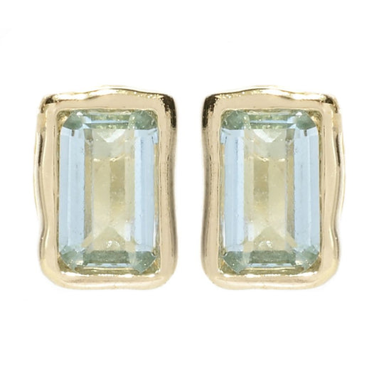 Toscana Italiana 18K Gold Plated Emerald-Cut Blue Topaz Stud Earrings