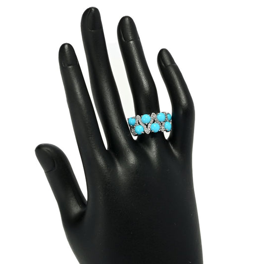 Gem Treasures Sterling Silver Sleeping Beauty Turquoise & Zircon Ring