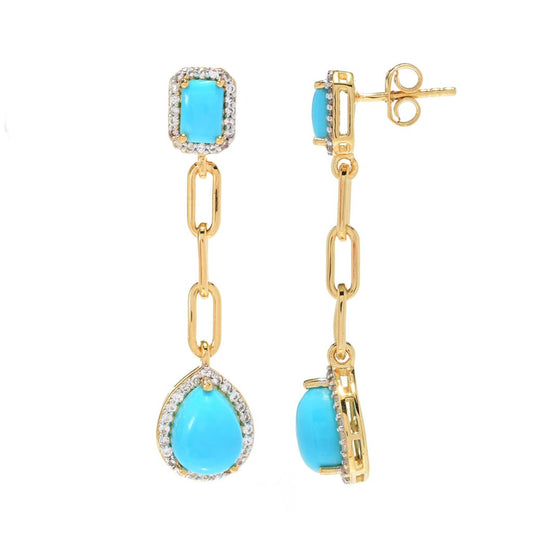 Gem Treasures Sleeping Beauty Turquoise & White Zircon Earrings