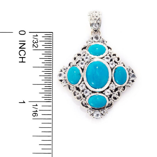 Artisan Silver by Samuel B. Persian Turquoise & White Topaz Pendant