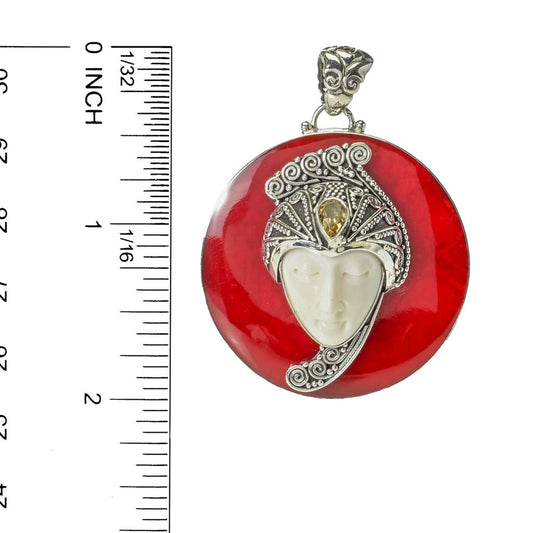 Artisan Silver by Samuel B. Choice of Gem & Carved Bone Buddha Pendant