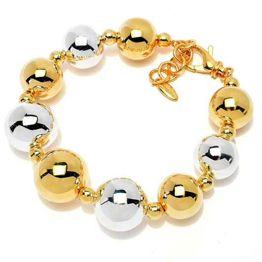 Graziella 23K Gold Plated Electroform Two-tone Beaded Bracelet