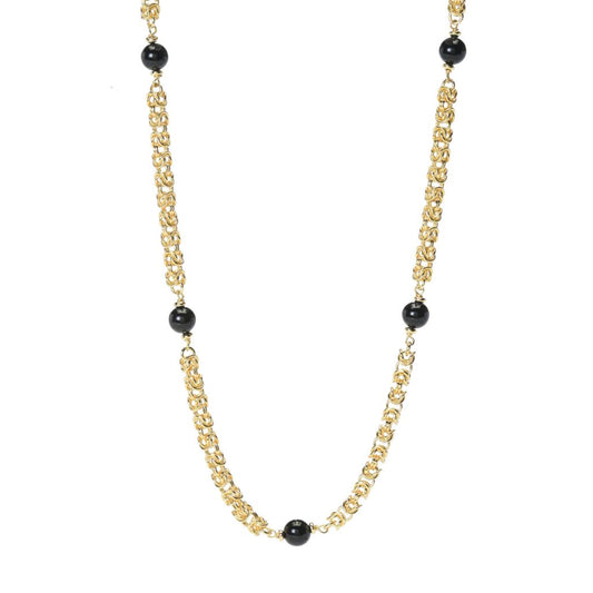 Toscana Italiana 18K Gold Plated Choice of Gem Station Byzantine Necklace