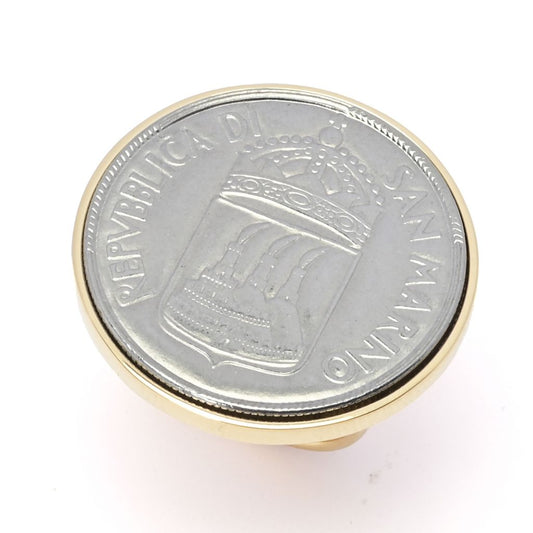 Toscana Italiana 18K Gold Plated Genuine San Marino 50 Lire Coin Ring