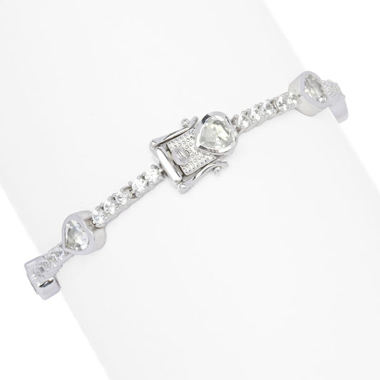 Gem Treasures White Topaz & Zircon Heart Tennis Bracelet