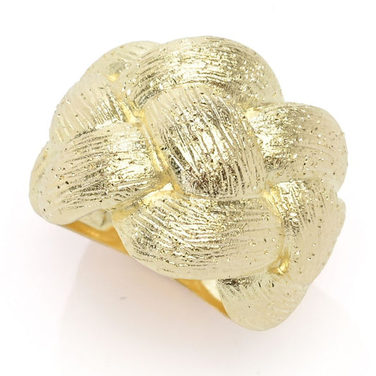 Toscana Italiana 18K Gold Plated "Treccia" Textured Woven Statement Ring