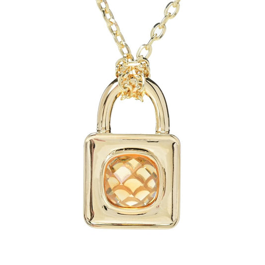 Toscana Italiana 18K Gold Plated Choice of Gem Cabochon Padlock Pendant w/ Chain