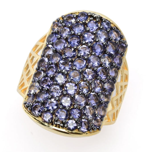 18K Gold Plated Choice of Exotic Gemstone Pave ID "Dog Tag" Ring