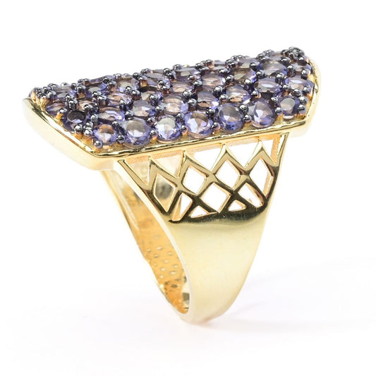 18K Gold Plated Choice of Exotic Gemstone Pave ID "Dog Tag" Ring