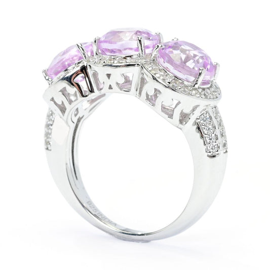 Gem Treasures Sterling Silver 5.90ctw Kunzite & Zircon Ring