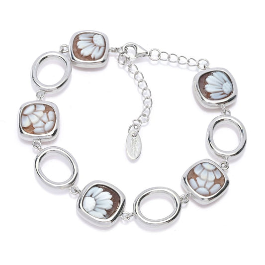 Cameo Italiano "Classica" 11mm Floral Cameo & Open Link Bracelet