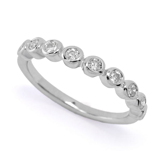 Diamond Treasures Sterling Silver 0.34ctw Bezel Set Diamond 9-Stone Ring