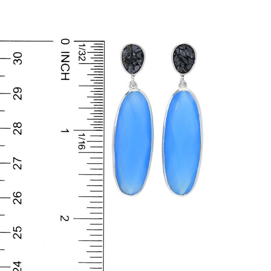 Artisan Silver by Samuel B. Choice of Gem & Black Diamond Drop Earrings