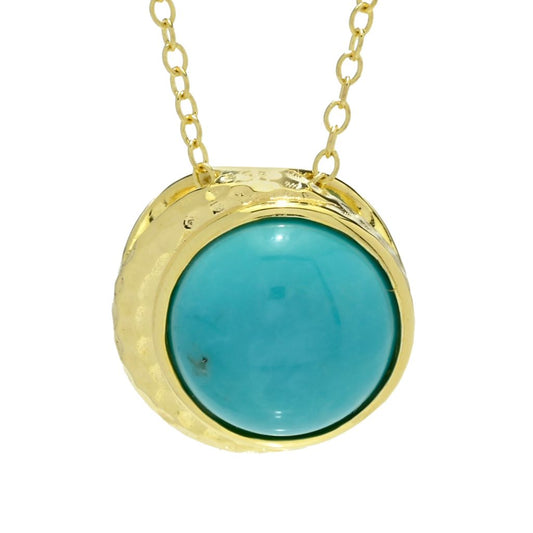18K Gold Plated Campitos Turquoise Crescent Moon Pendant with 18" Chain