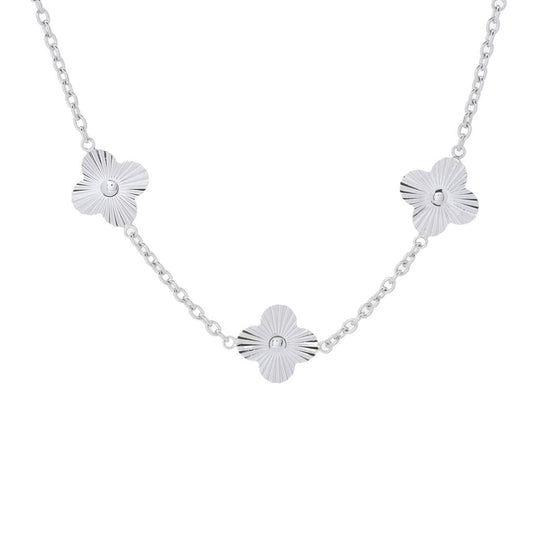 Toscana Italiana 18K Gold Plated or Platinum Plated Clover Station Necklace