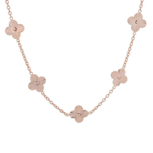 Toscana Italiana 18K Gold Plated or Platinum Plated Clover Station Necklace