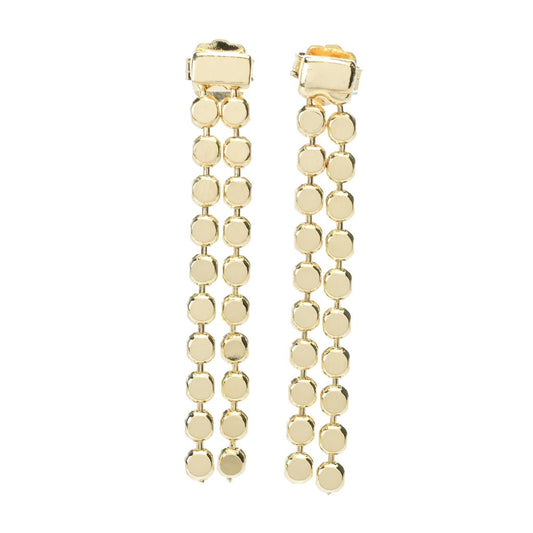 Toscana Italiana 18K Gold Plated Double Row Polished Disc Dangle Earrings