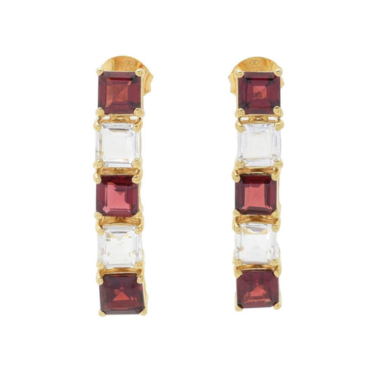 Gem Treasures 18K Vermeil 8.04ctw Garnet & White Topaz Earrings