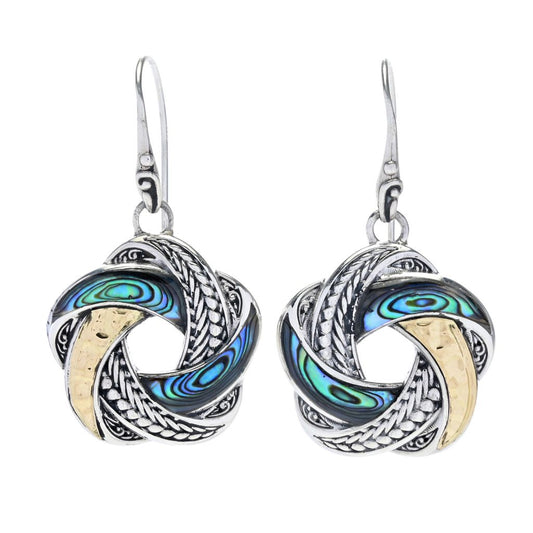 Artisan Silver by Samuel B. 18K Gold Accented Abalone Love Knot Earrings
