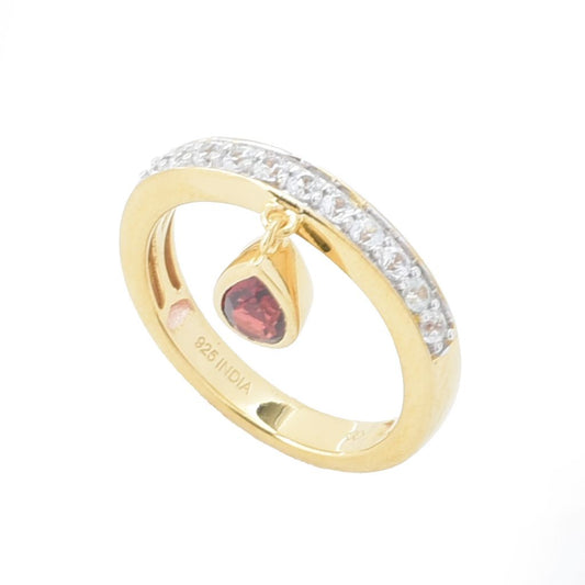 Gem Treasures 18K Vermeil 1.06ctw Garnet & White Zircon Charm Ring