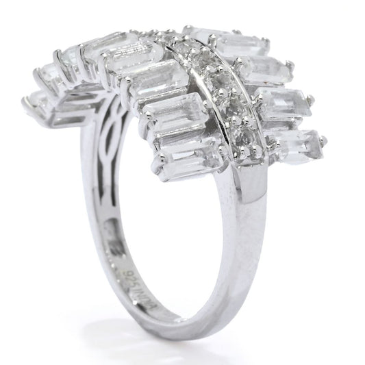 Gem Treasures Sterling Silver 2.48ctw White Topaz Wide Band Ring