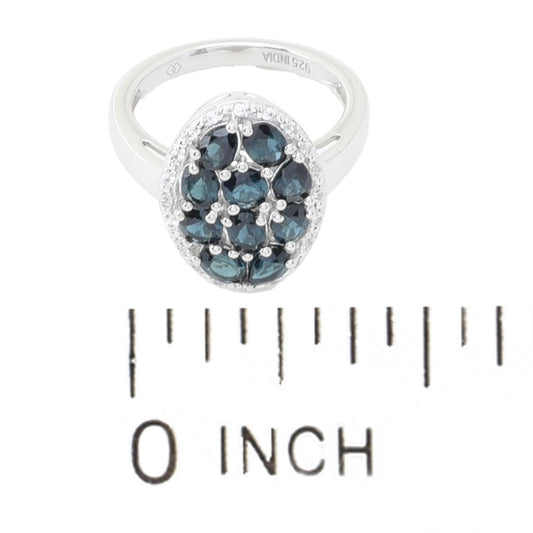 Gem Treasures 2.04ctw Mixed Cut Indicolite & Zircon Cluster Ring