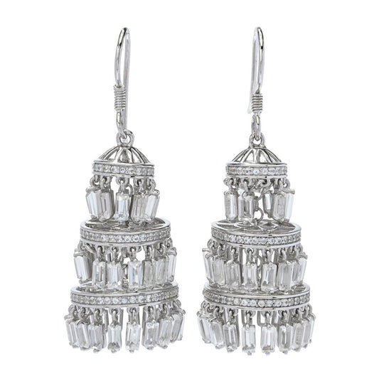 Gem Treasures 14.73ctw White Topaz Tiered Chandelier Drop Earrings