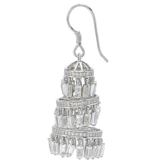 Gem Treasures 14.73ctw White Topaz Tiered Chandelier Drop Earrings