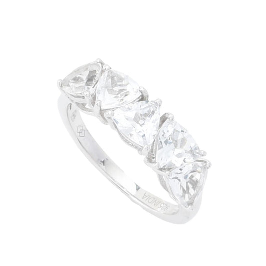 Gem Treasures 2.75ctw Trillion Cut White Topaz 5-Stone Ring