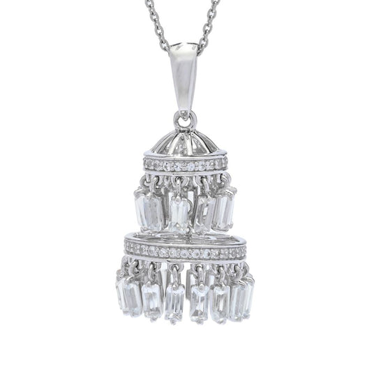 Gem Treasures 4.34ctw White Topaz Chandelier Pendant w/ 18"+2" Chain