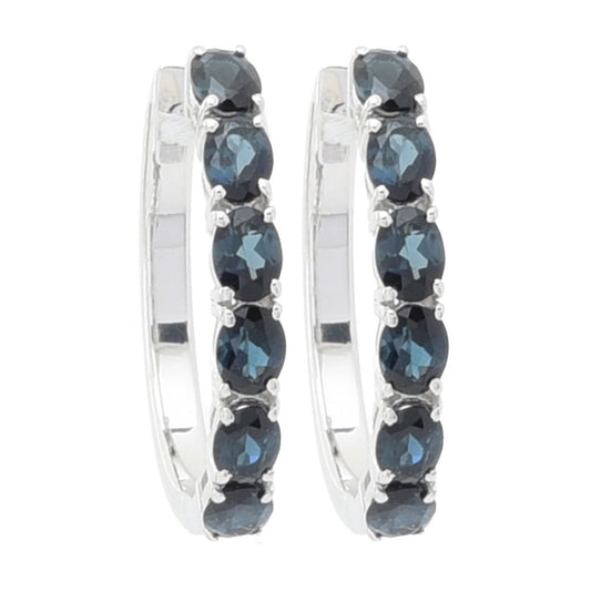 Gem Treasures Sterling Silver 2.04ctw Indicolite 6-Stone Hoop Earrings
