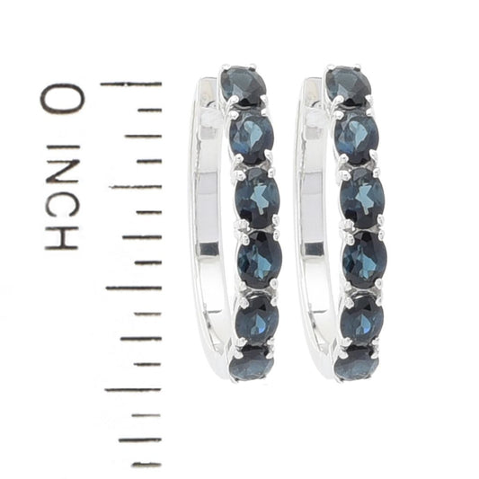 Gem Treasures Sterling Silver 2.04ctw Indicolite 6-Stone Hoop Earrings