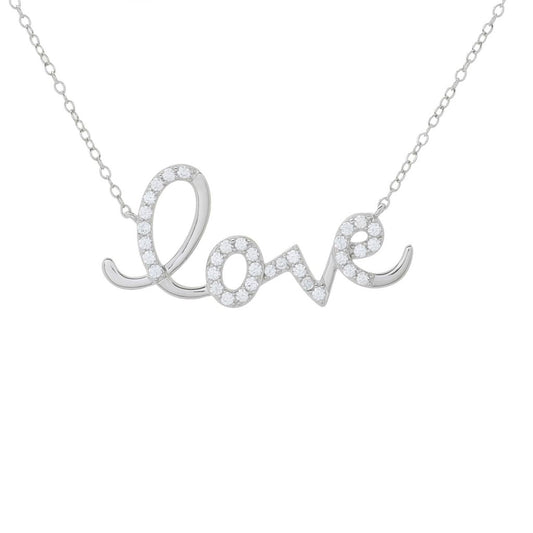 Platinum Plated White Zircon Inspirational Word 18"+2" Necklace